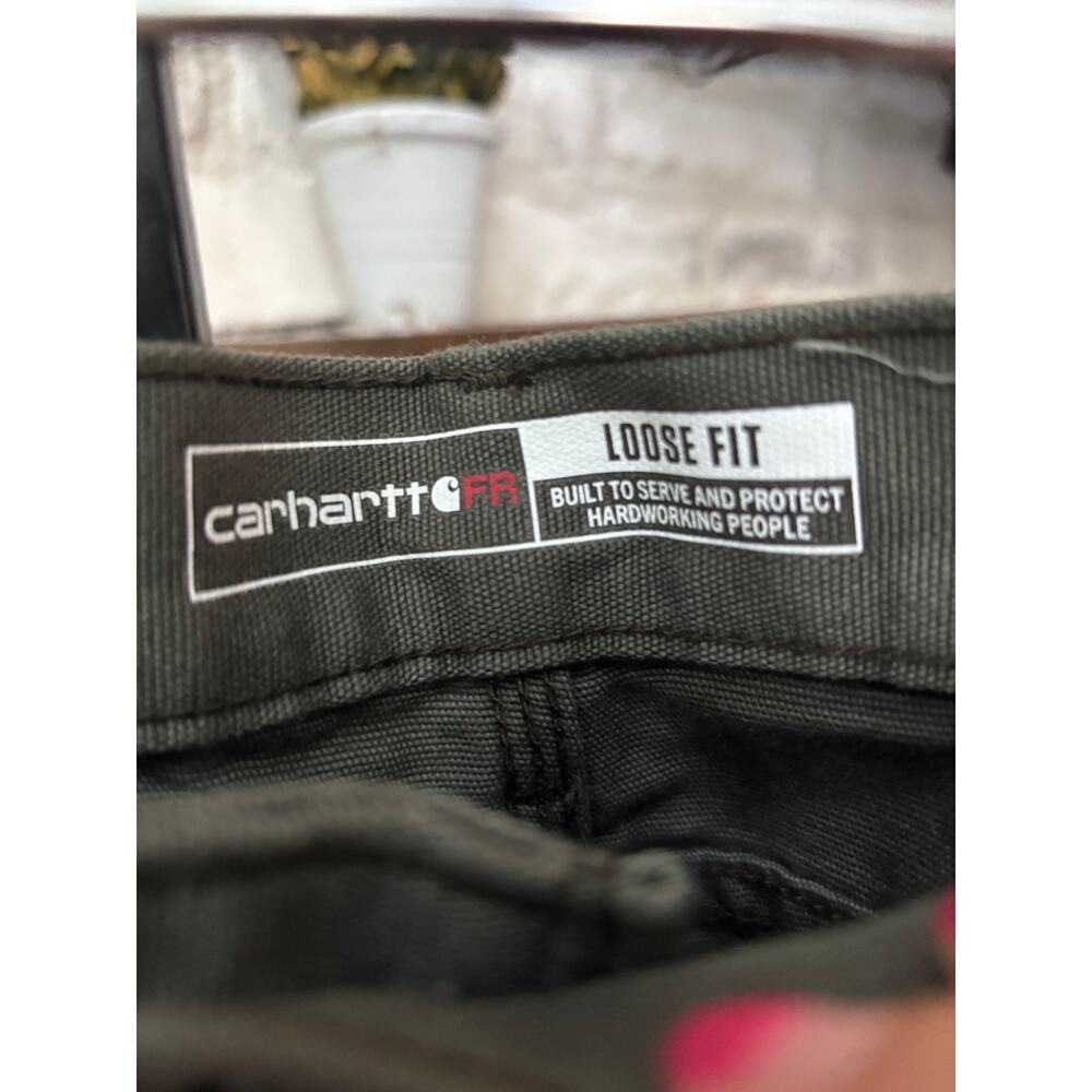 Carhartt Men's Moss Flame-Resistant Midweight Canvas Loose Fit Pant Size 34 - Picture 7 of 8